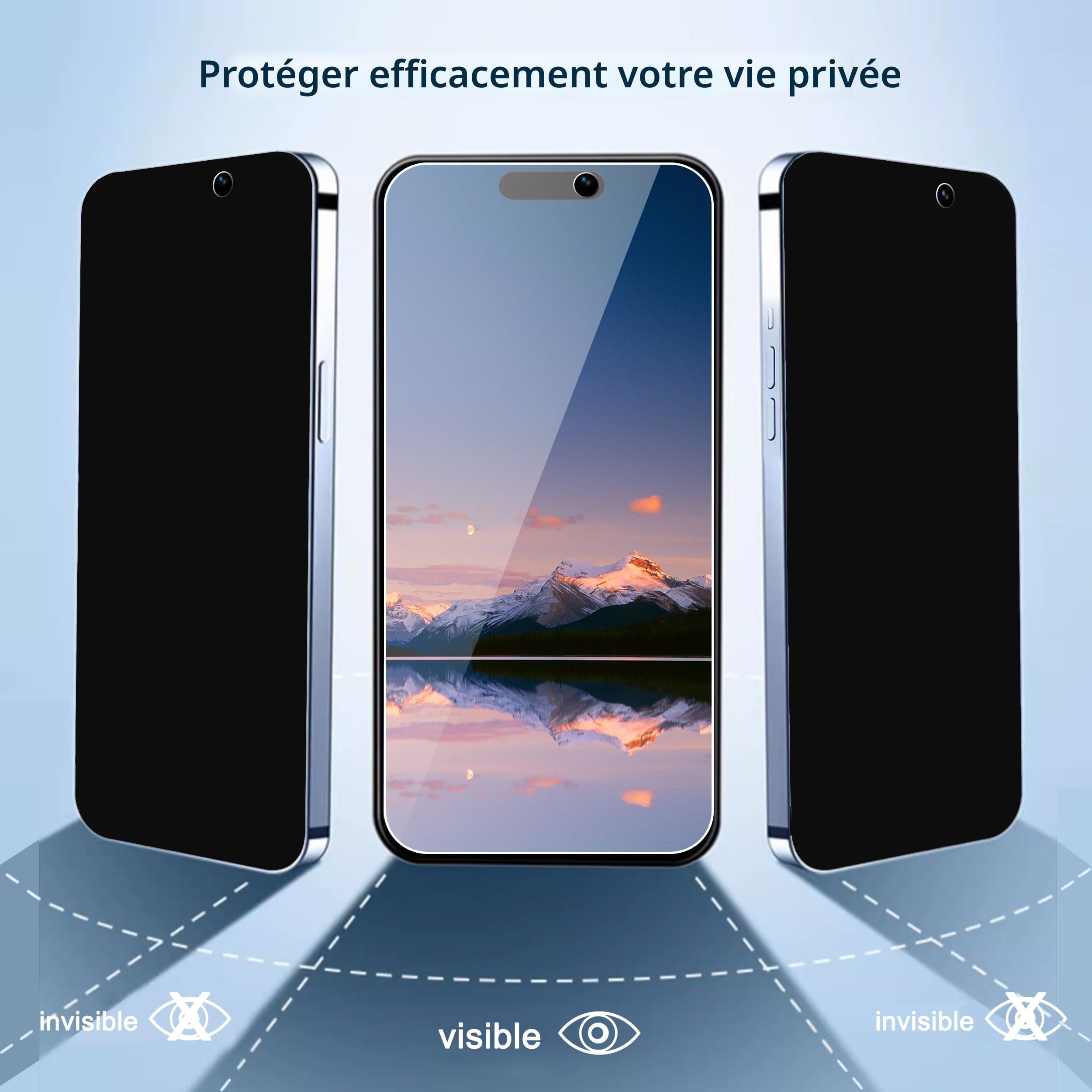 Lot De 3 Protections Écran + 3 Protections Objectif Pour IPhone 15 Pro Max - Verre Trempé 0.33mm - Compatible Dynamic Island - 8