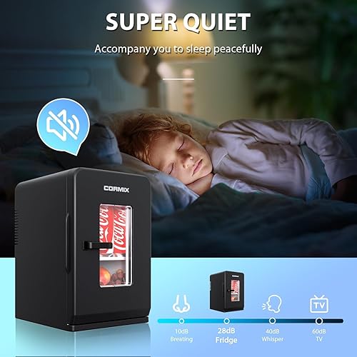 Miniatura 8 de Mini refrigerador para dormitorio, 15 litros21 latas, mini refrigerador portátil con alimentación CACC para oficina, dormitorio y automóvil,