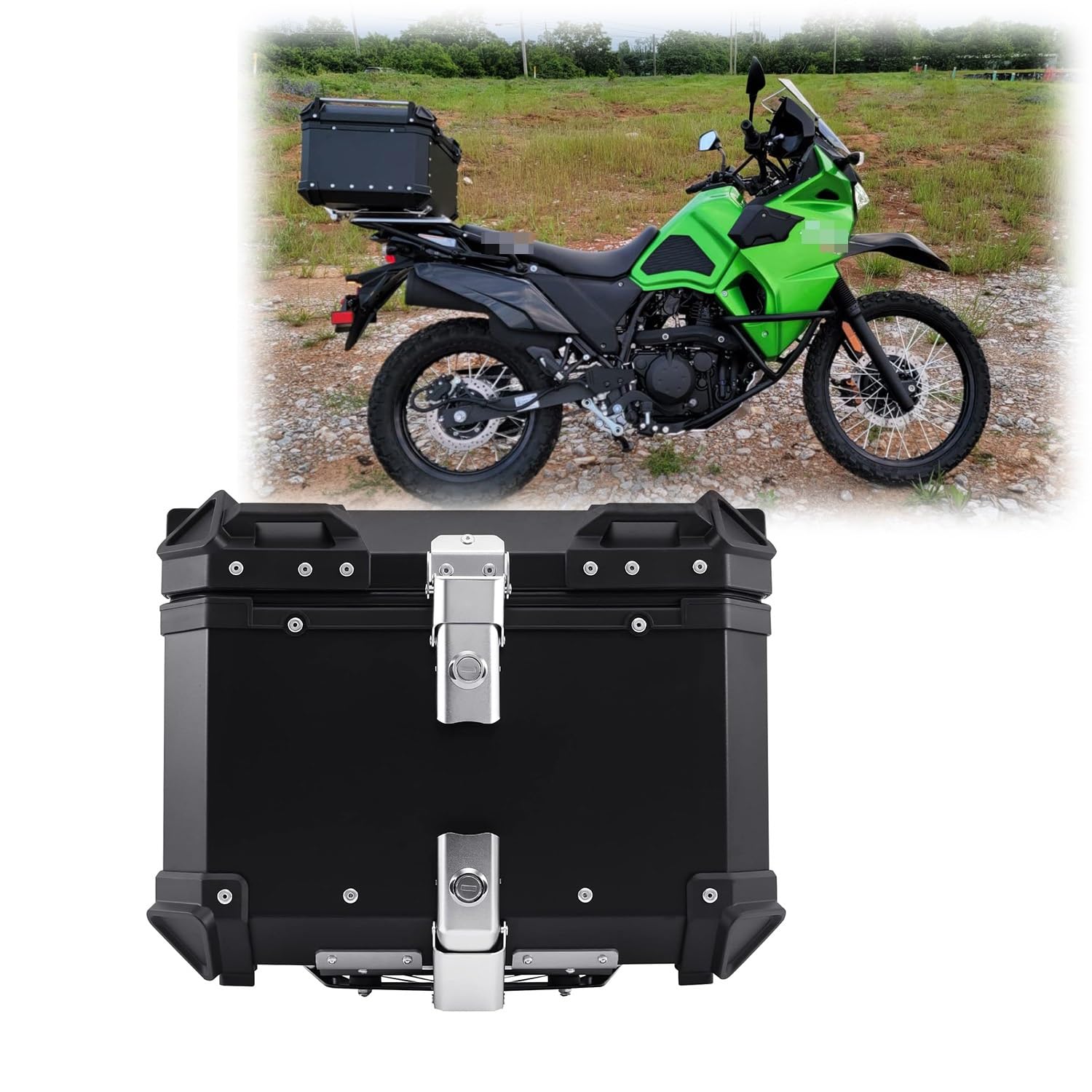 Top case moto en aluminium premium noir de 65L rigide et sécurisé