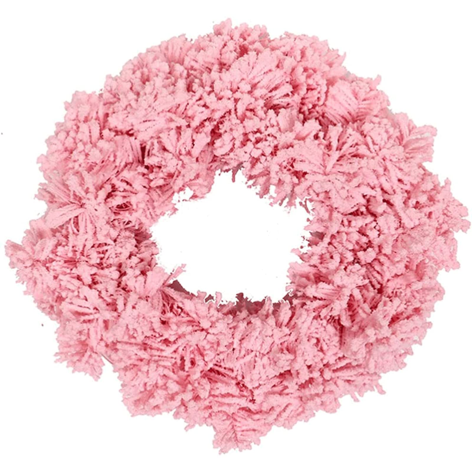 OLOTU Realista Guirnalda de Navidad Rosa Flocado Corona de Navidad Puerta Decoraciones de Navidad Hotel Jardín de Infancia Festival Decoración Colgante Hecho a Mano
