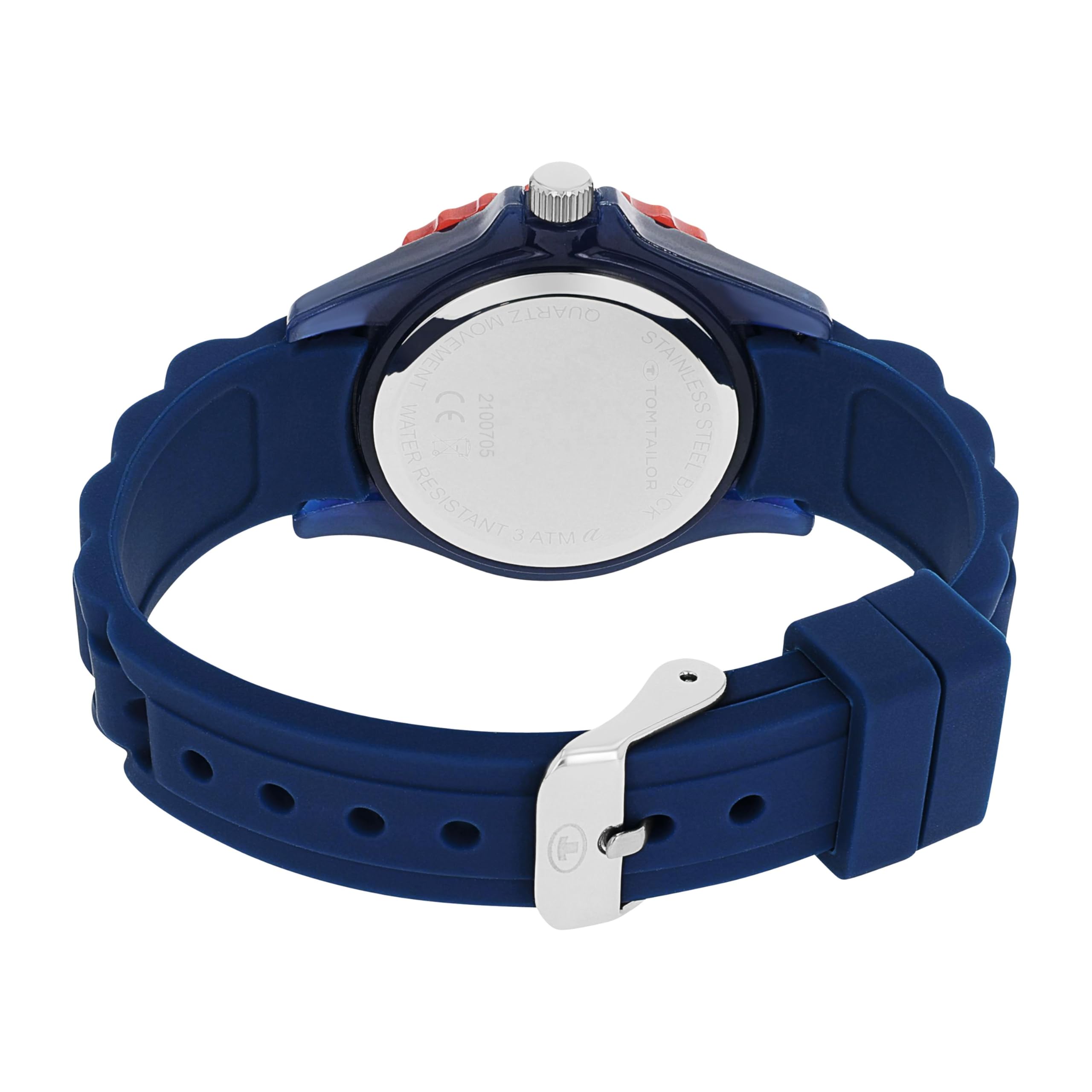 Tom Tailor Armbanduhr mit Silikonband für Jungen, Silber, wasserdichte 3 bar, Geschenkidee, kommt in Uhren Geschenkbox, 2100705
