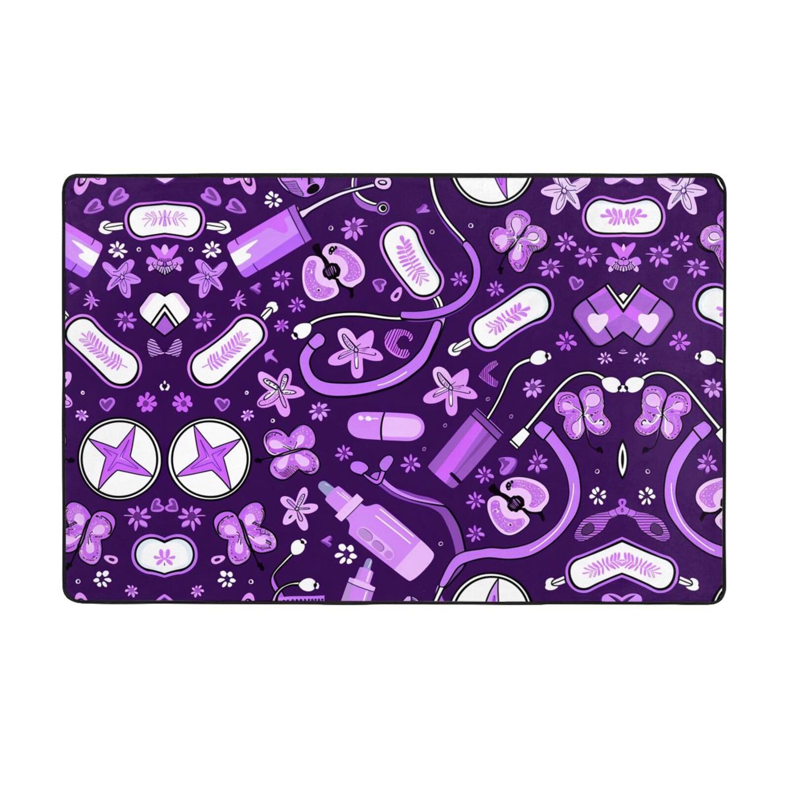 Tapis violet de chambre motif infirmière pour créer un coin lecture cosy et moelleux au sol