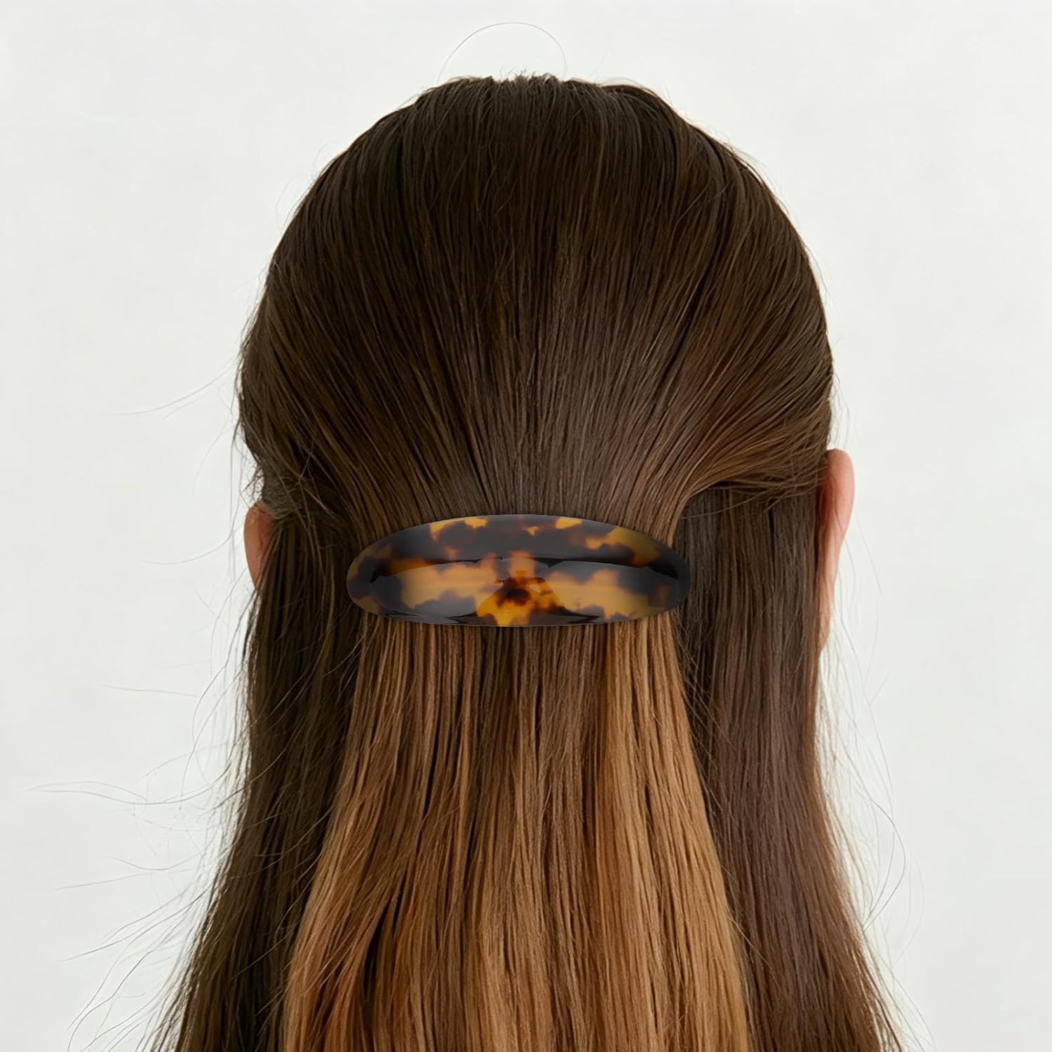 Hair Barrettes for Women French Fancy Acetate Oval Black Tortoise Shell Hair Barrettes Clips Accessories for Women Thin Thick Hair 4Pcs image 5