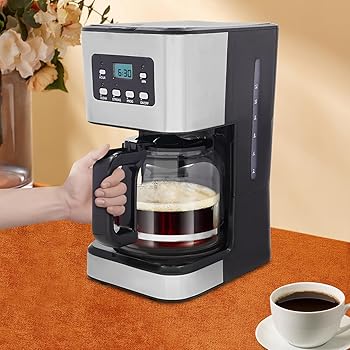Cafetera compacta automática de filtro, máquina de café para hasta 12 tazas de café, 950 W, jarra térmica, jarra de cristal, antigoteo, color negro, café machine acero inoxidable5