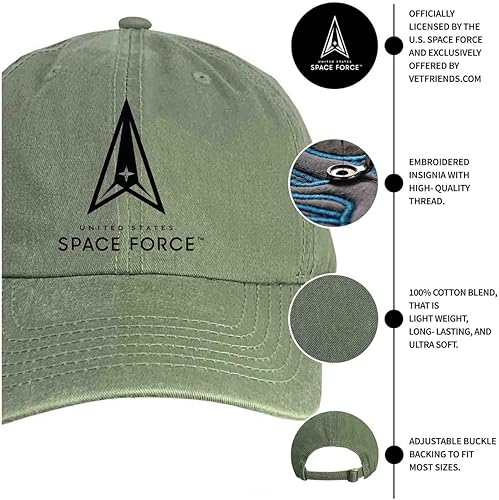 Miniatura 9 de VetFriends.com Sombrero de la Fuerza Espacial de los Estados Unidos Bordado USSF Logo Vintage Olive Drab Cap, Vintage Olive Drab