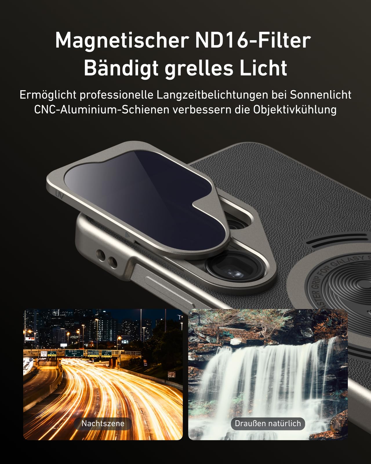 TELESIN Master Grip Kit für Samsung Galaxy S26 Ultra, Magnetisches Hülle & Grip mit 3200mAh Akku, ND16-Filter, 10-facher Blitz mit Vorblitz-Messung & LED, Kabelloses Laden, DSLR-Griff