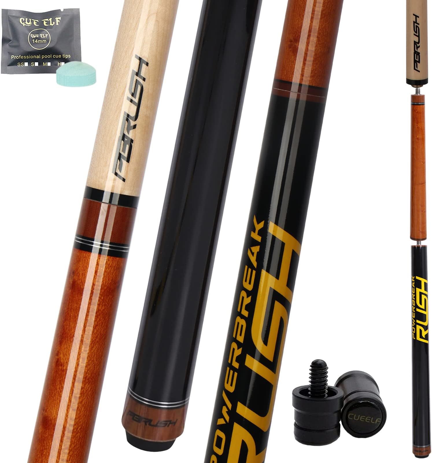 Heavy Hitter Jump Break Pool Cue 20oz 21oz 23oz 3-Piece Pool Stick Extra Hard Bakelite Tip for Explosive Breaks and Effortless Jumps
