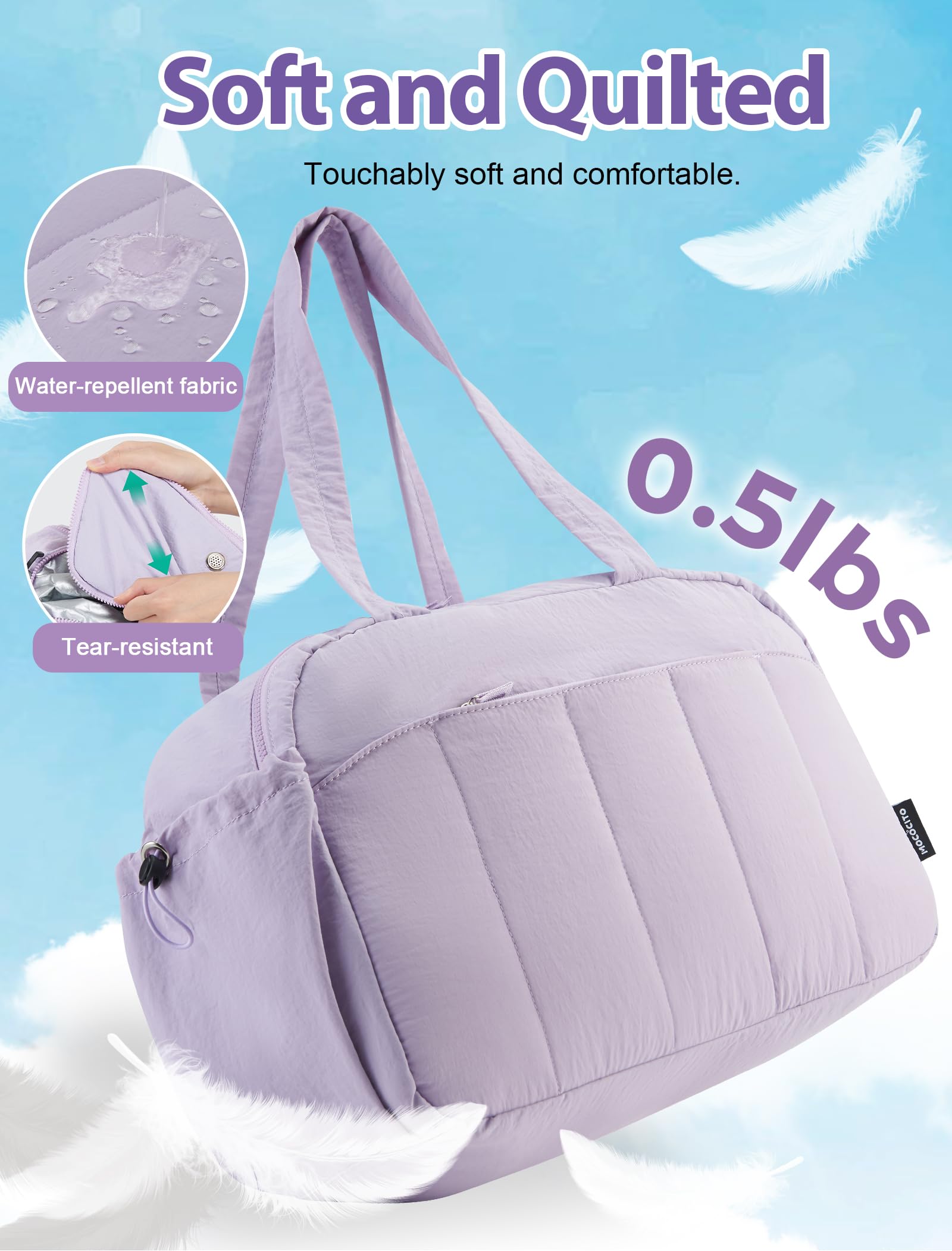 Borsone Palestra per Donna Uomo 25L 42×30×20 cm, Borsa da Viaggio Pieghevole con Scomparto Scarpe Idrorepellente, Tasca Bagnato/Asciutto, Duffle Bag Ideale per Piscina, Parto e Ospedale Viola