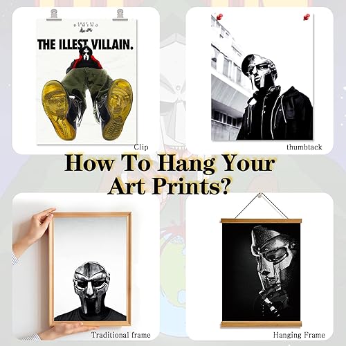 Miniatura 7 de MIRADONT Póster Mf Doom  Juego de 6 pósteres de rap de 8 x 10 pulgadas, póster de lienzo sin marco, pósteres de portada de álbum para decoración de