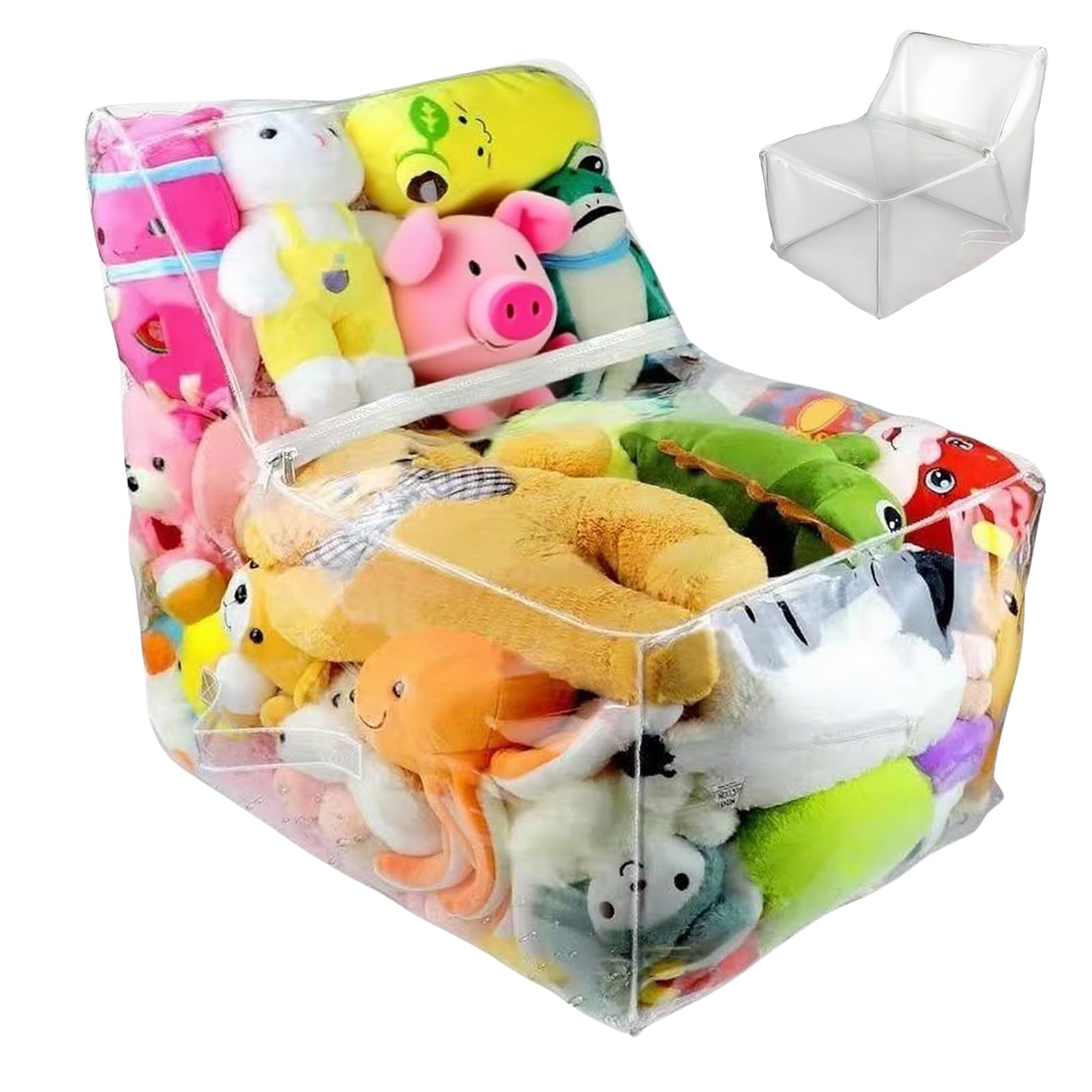 Housse De Rangement Pour Peluches En Sac De Billes,Pochette Transparente Remplissage Billes Polystyrène pour Adulte | Housse Imperméable en Doudou Confortable pour Canapé Lit Chambre Salle de Jeux Dét
