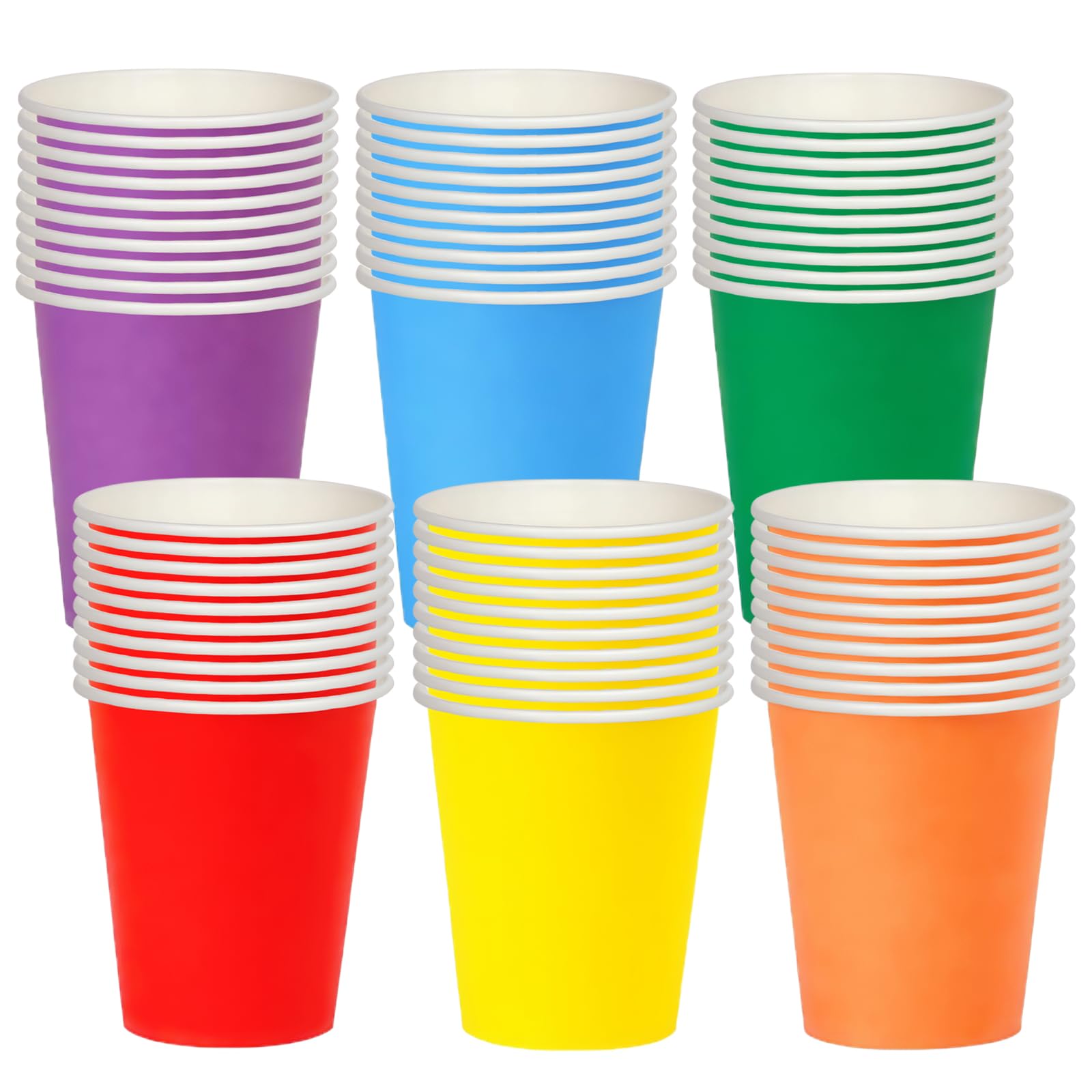 RONGZUBAT 60pcs Rainbow Disposable Party Paper Cups 9OZ,Colorful Paper Cups Disposable Party Drinking Coloured Cup for DIY Holiday,Picnic,Weddings,Birthday Party Cup Table Decorations โ image 1