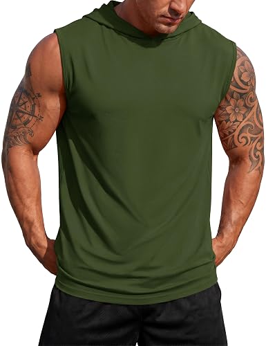 MAGCOMSEN Men‘s UPF 50+ Sleeveless Hoodie Sun Protection Cooling Muscle