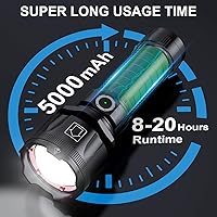 Vista 4 de Linternas de alto lúmenes, 1800.000 lúmenes, linterna recargable súper brillante con 5 modos de luz, zoomable, IP67 impermeable, linterna LED