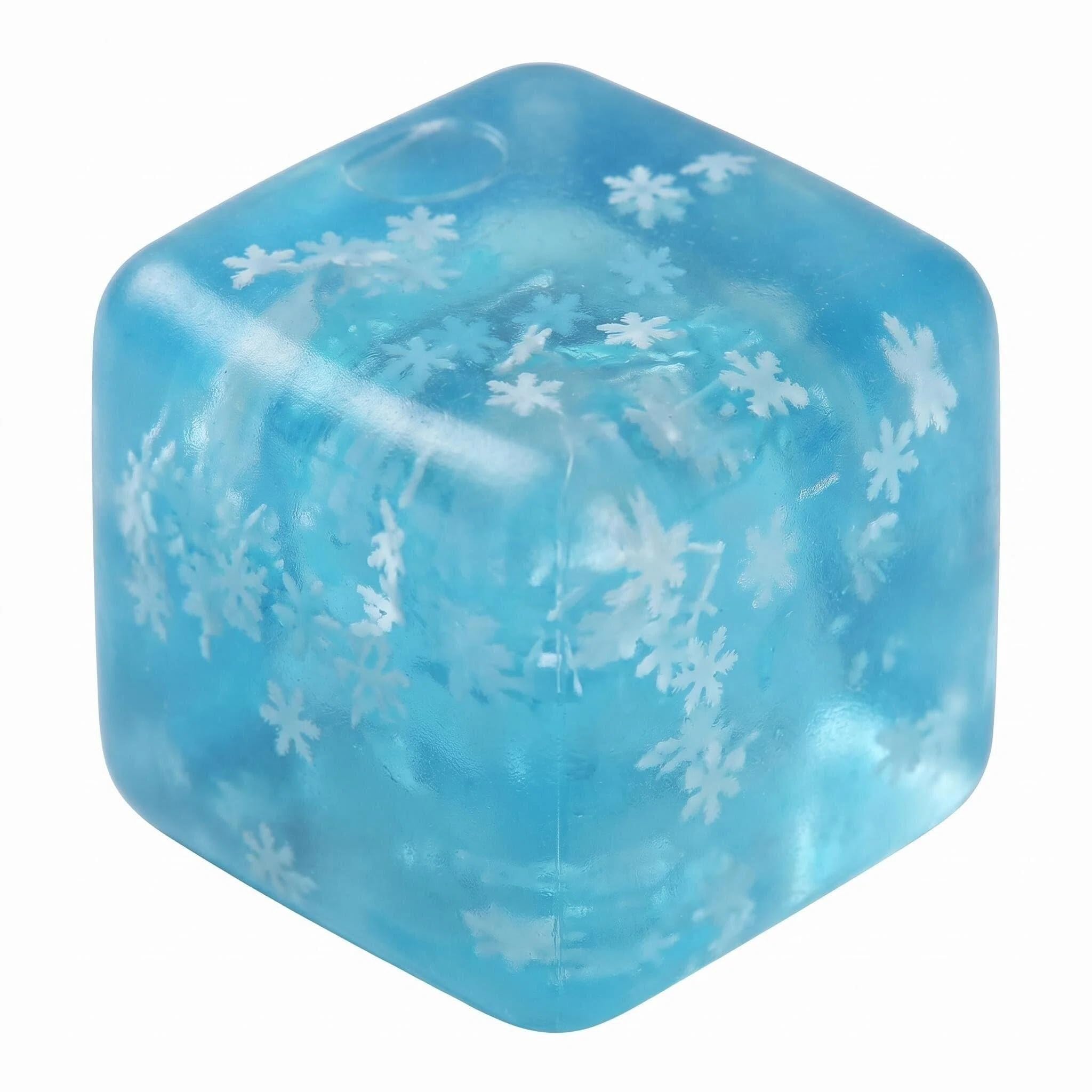 Snowflake TPR Squeeze Cube 3.5cm/1.38in Soft Squishy Fidget Toy for Stress Anxiety Relief Focus Sensory Play Portable Blue Stress Ball for Adults Teens Autism ADHD Non-Toxic Calming Toy (B)