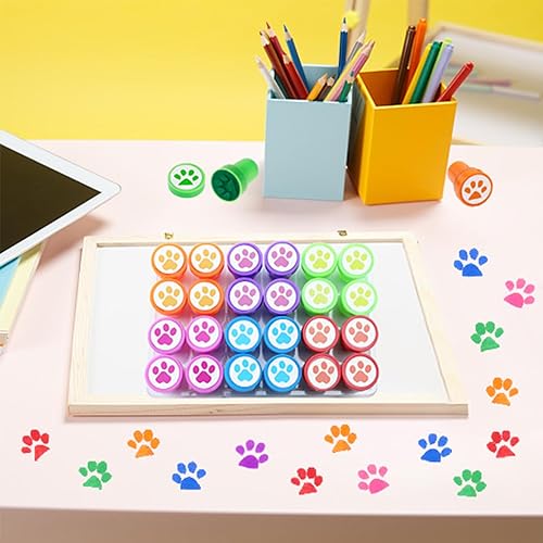 Miniatura 4 de BOYIVI Juego de sellos con estampado de huellas de perro, autoentintado, coloridos mini sellos para profesores para aula/fiesta/escuela actividades