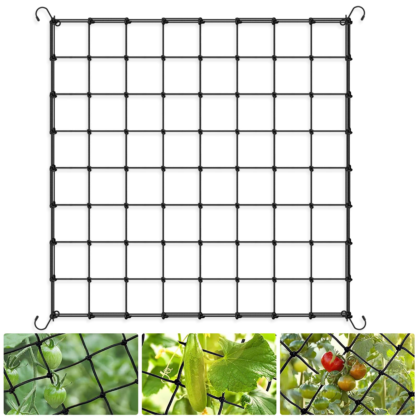 Zikenis Grow Tent Net 100 x 100 cm, Scrog Net, Elastic Mesh Tent Trellis Net, Grow Net with 4 Hooks, Used for Vegetables, Fruit and Flower Plants, for Yard, Gardening, Garden, Balconies (100 x 100 cm)