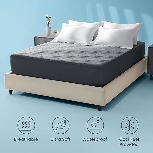 Miniatura 2 de Sleep Zone Protector de colchón refrescante tamaño King, protector de ropa de cama impermeable para personas que duermen con calor, cubrecolchón