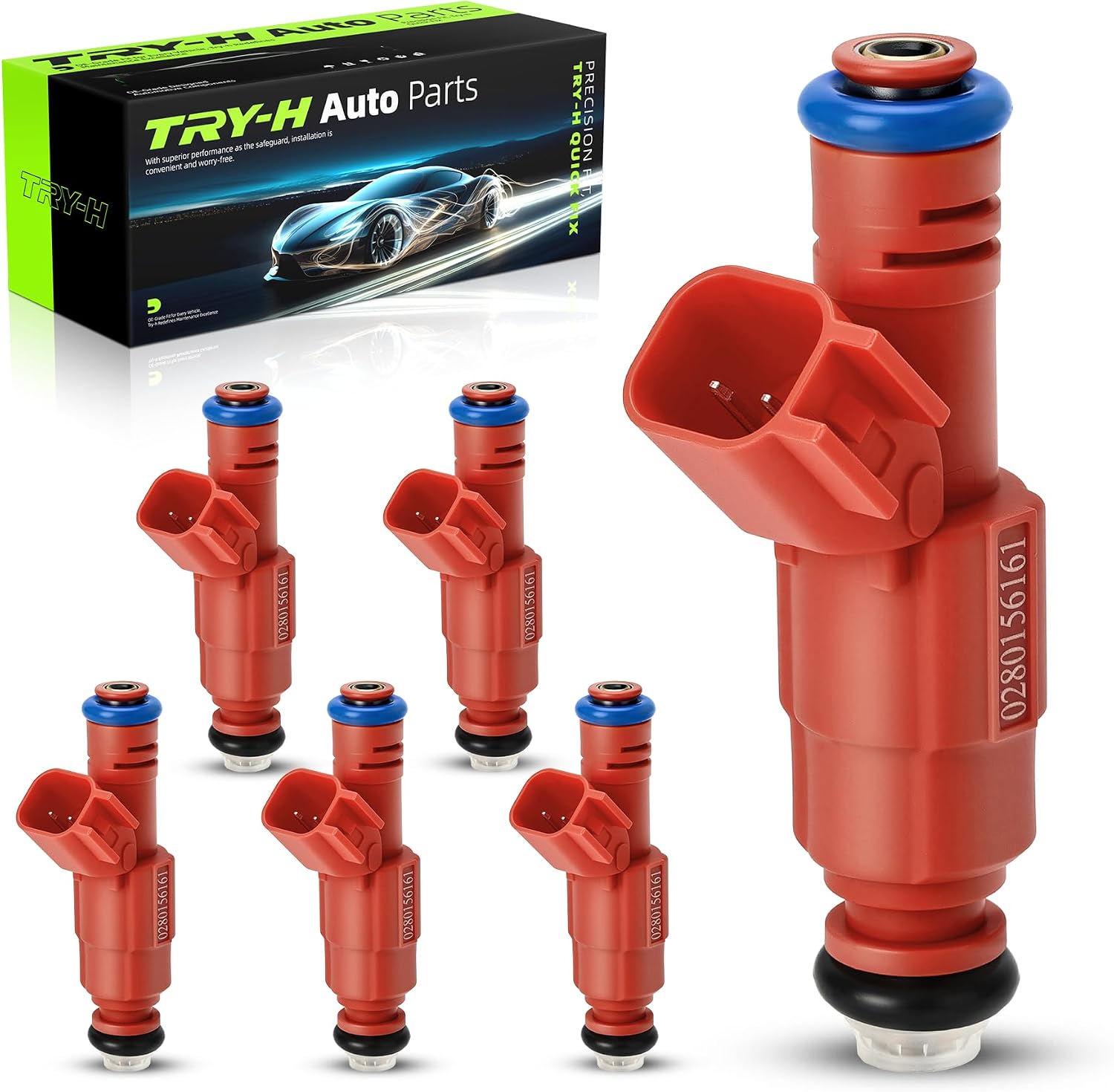 0280156161 Fuel Injectors 12 Holes Replacement Fits for JEEP GRAND CHEROKEE WRANGLER Liberty TJ 2000-2003 Dodge Dakota Ram 1500 Van Ford Mustang Focus 6Pcs Replace# 63844 280156161 822-11170