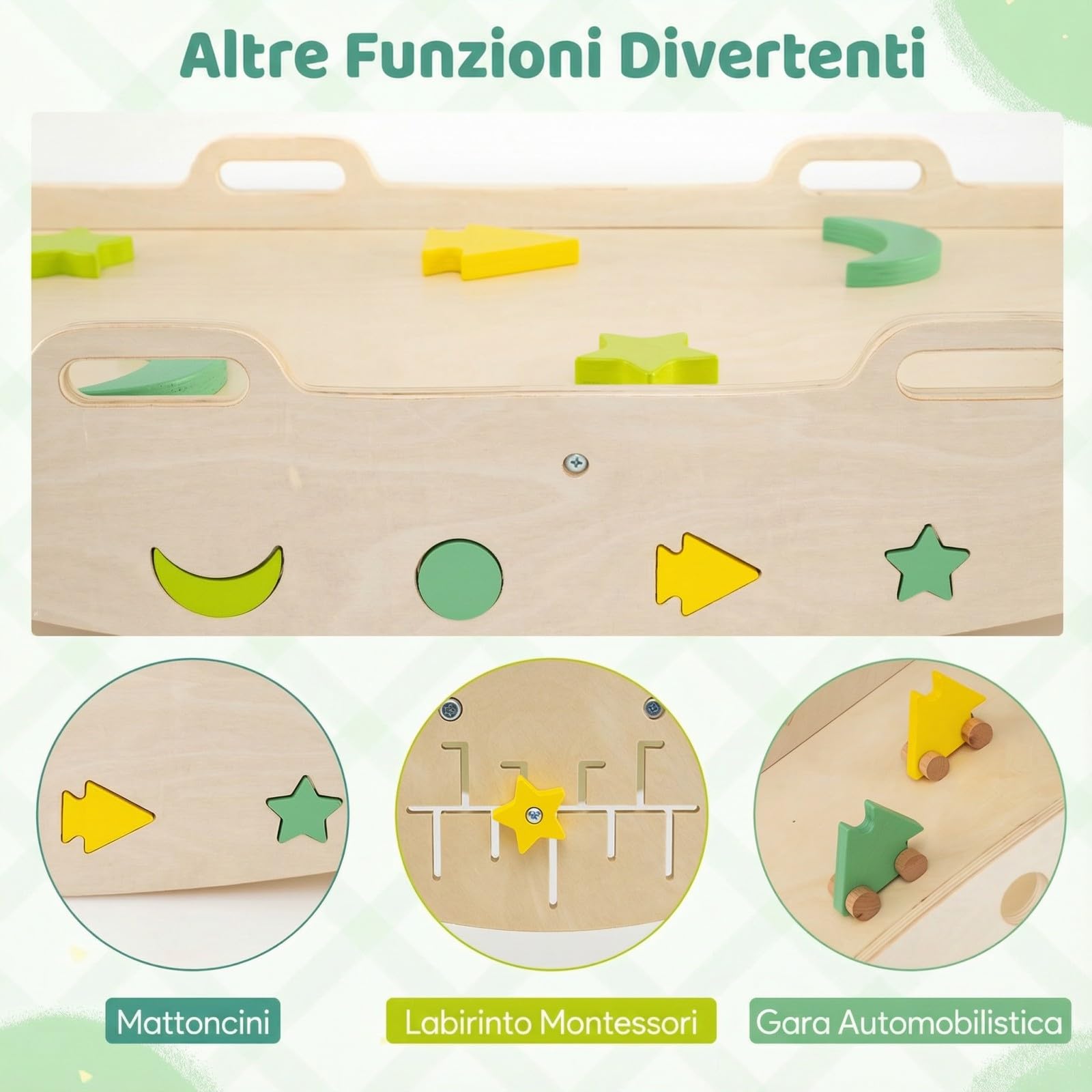 RELAX4LIFE Set da Arrampicata per Bambini, Triangolo di Arrampicata con Scivolo e Arco, Gioco di Incastri in Legno, Gioco Montessori per Bambini 1+ Anni (Rana con Rete-3 Pezzi | Verde)