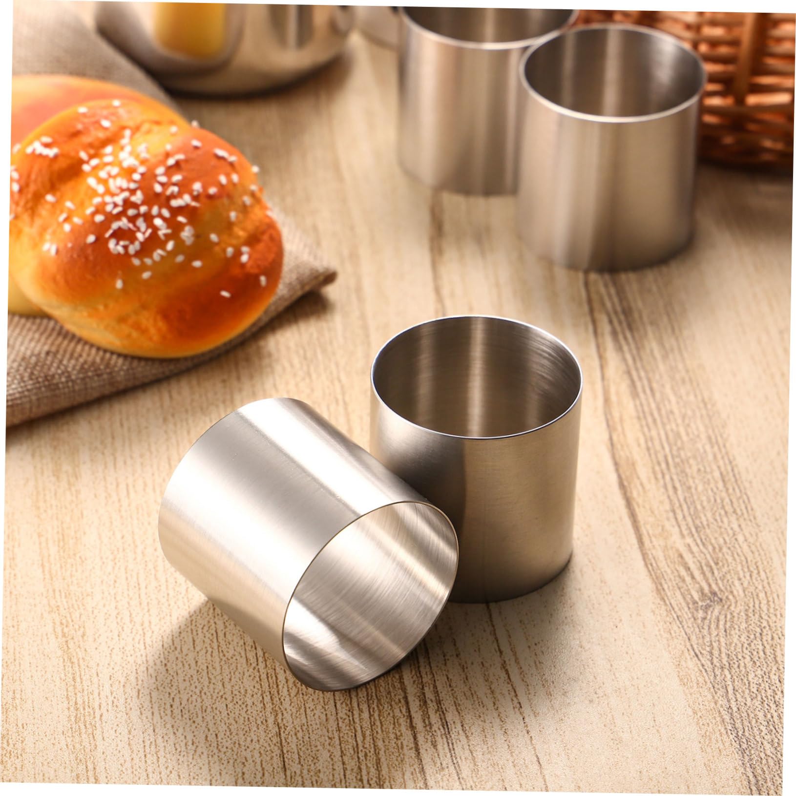 8 piezas Molde Redondo de Acero Inoxidable para Mousse y Tartas Mini de Molde para Hornear Reutilizable con Superficie Lisa y Suaves Fácil de Limpiar y Seguro para Repostería