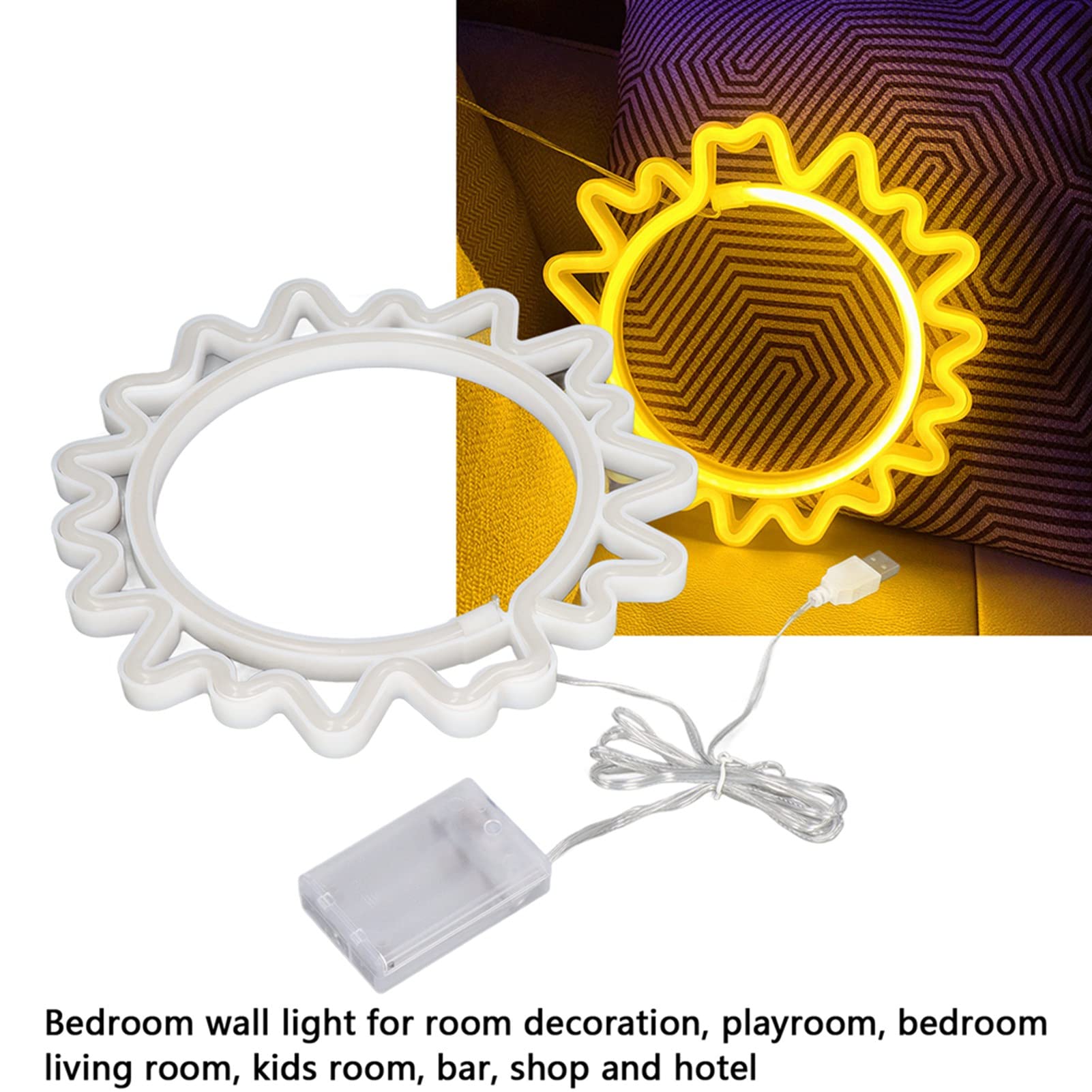 Sun Shape Neon Signs, Romantic Art Decorative Neon Light, Bar Light Up Sign with Warm Light, LED Wall Decor Light Art, Neon Sign for Home Bar, Club, Bistro, Restaurant, Party - Image 3