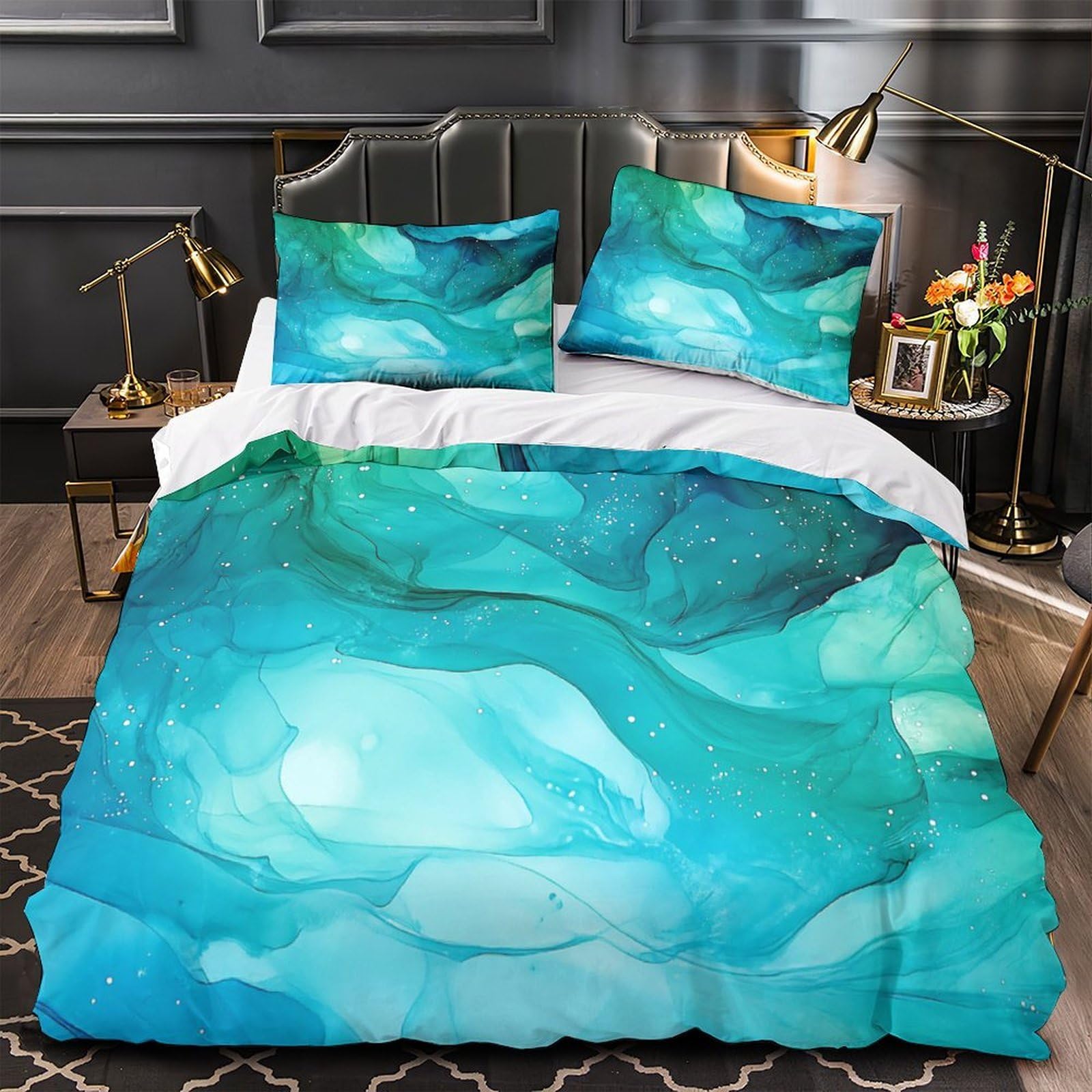 Housse de couette art abstrait fluide 140x200 parure de lit microfibre