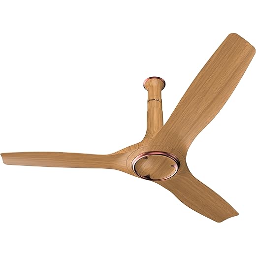 Bajaj Arioso 12DC5R 1200MM Silent Abs BLDC Ceiling Fan For Home | 5 Starrated Energy Efficient | Remote Control | High Air Delivery, Silent Operation | Unique Adjustable Canopy Wood & Copper