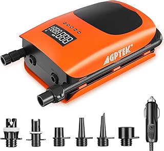 AGPTEK 22PSI 14.4V Bomba de Aire Eléctrica de Alta presión, Rápida Inflado y Desinflado, Inteligente Doble Fase y Función de Apagado Automático Ideal para Tablas de Paddle, Botes Inflables y Kayaks