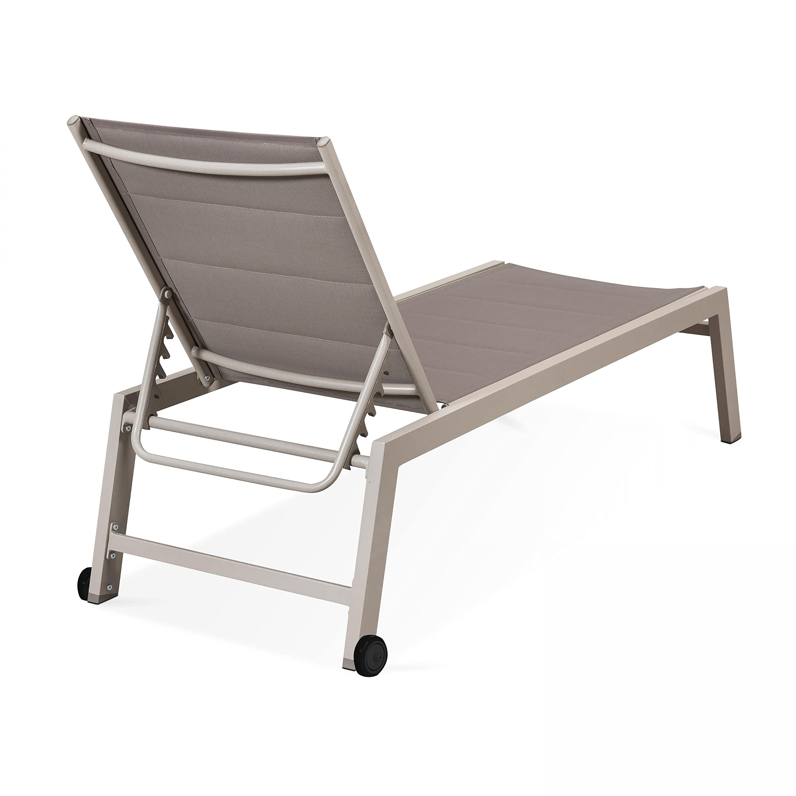 Oviala Lot de 2 Bains de Soleil en Aluminium et textilène Taupe