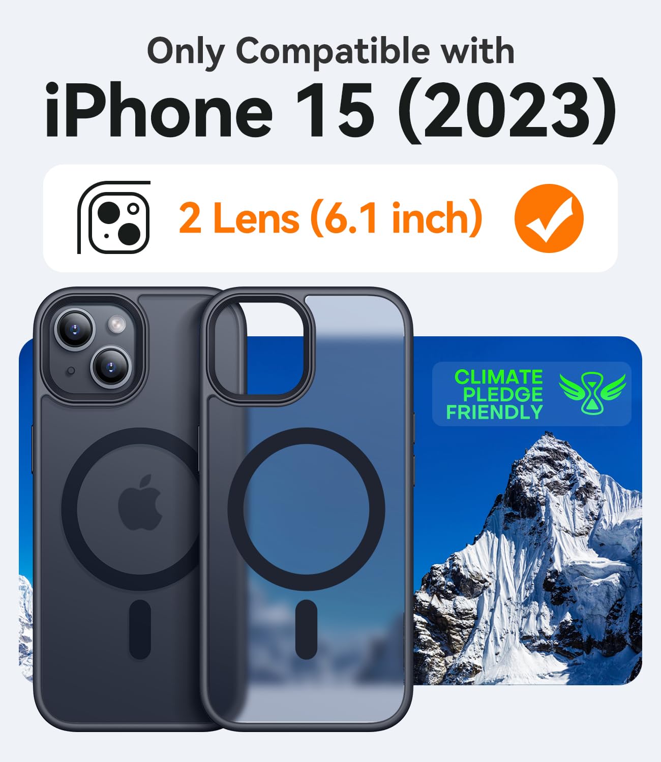 CANSHN Cover Magnetica Opaca per iPhone 15, [Compatibile con MagSafe] Custodia Traslucida Opaca Protettiva Sottile Antiurto - Nero