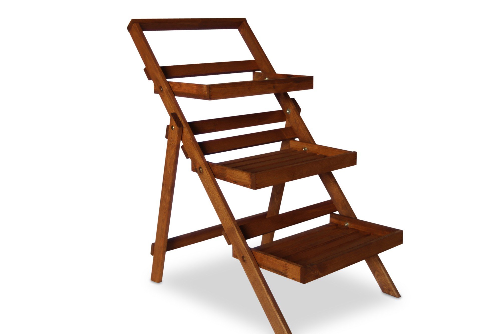 Échelle Fleur Plante escalier Fleur Étagère avec 3 étages en bois Marron, 49 x T70 x H80 cm