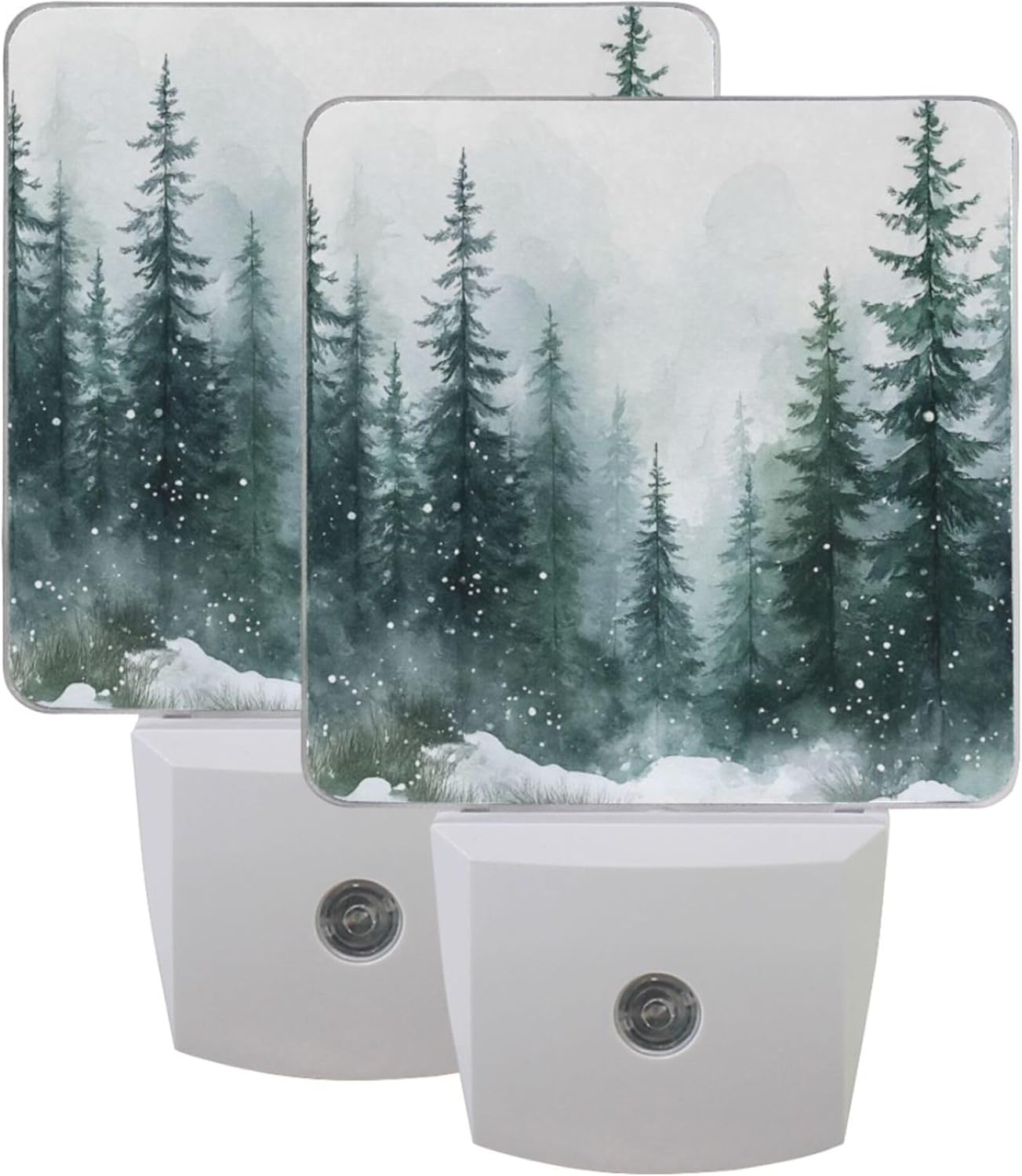 冬の森の雪景色 ナイトライト LEDセンサー2個セット クリスマスツリークリスマステーブルデスクランプ 明るさ調節可能 自宅/寝室/