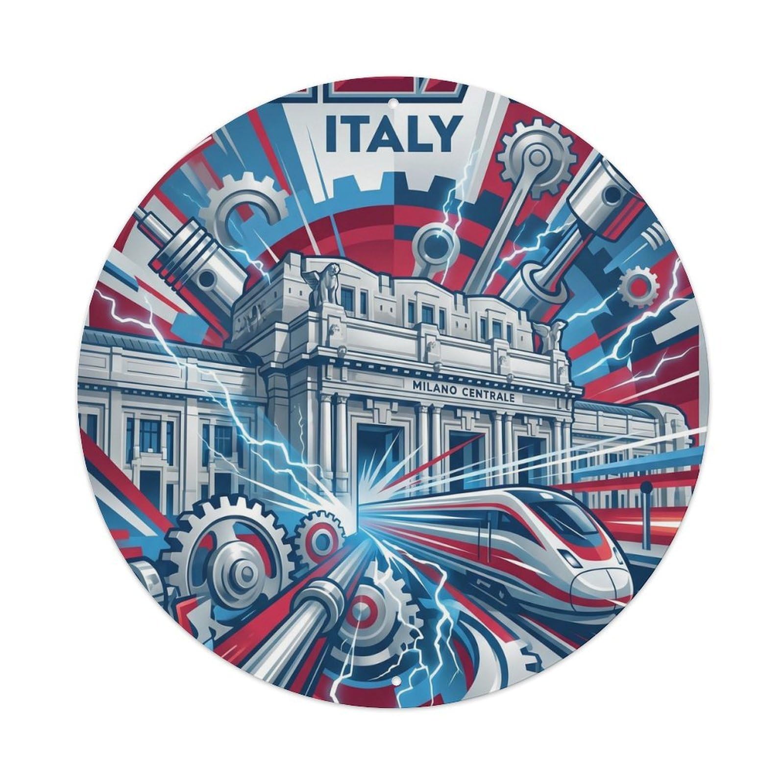 Vintage Travel Milan Italy Futurism Metal Tin Sign