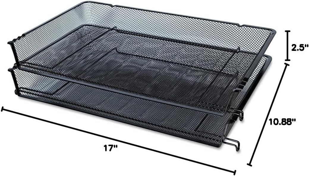 Universal 20012 Mesh Stackable Side Load Tray, Legal, Black