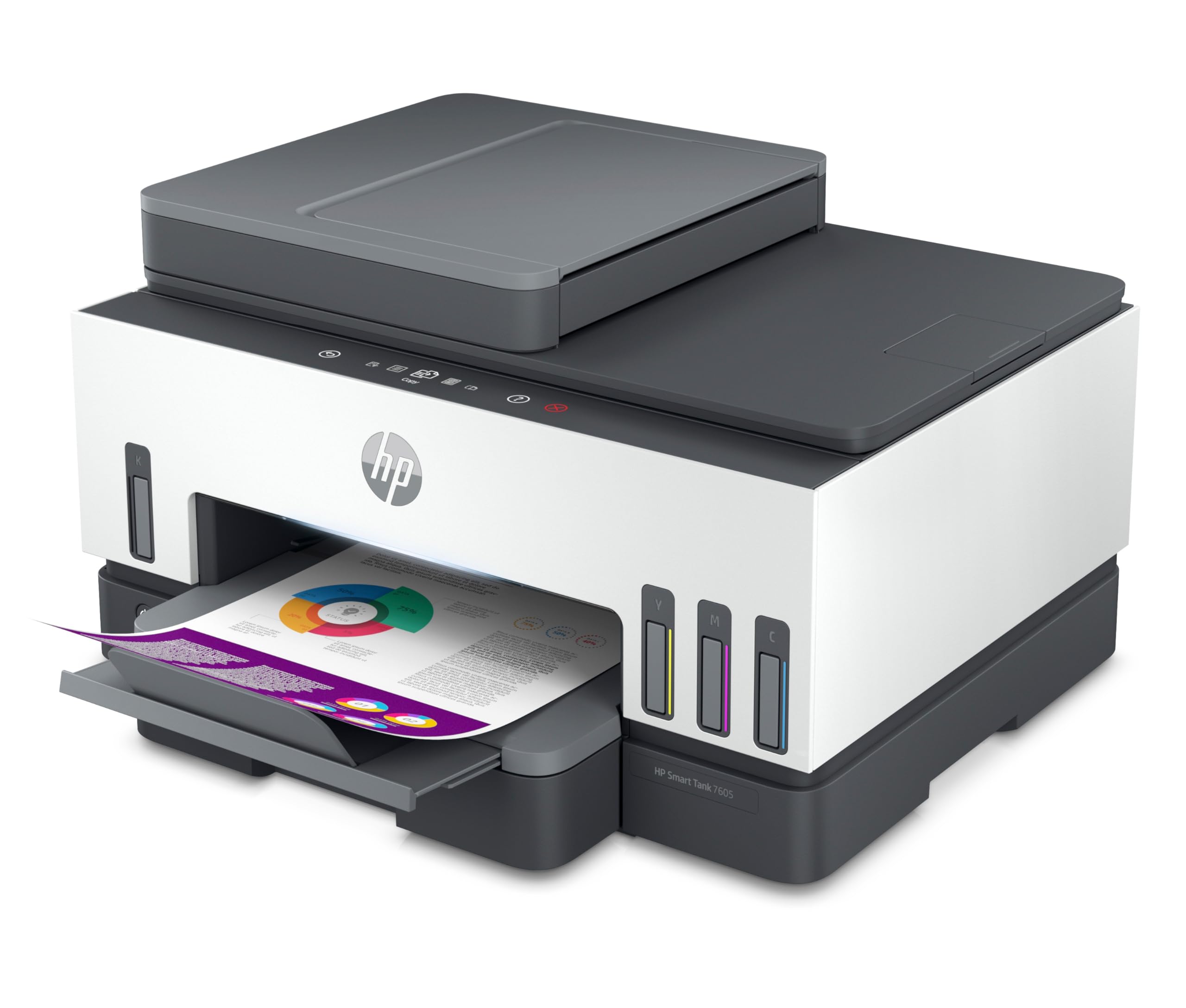 HP Smart Tank 7605 Stampante Multifunzione a Colori, Serbatoio d'Inchiostro, Fino a 12000 Pagine Nero, 8000 Pagine Colore, F/R Automatica, Wi-Fi, Grigia