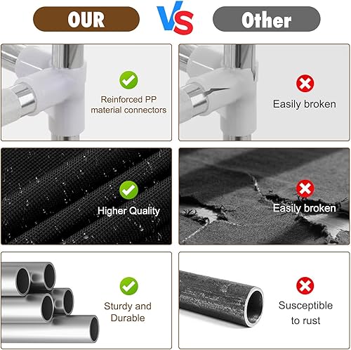 Miniatura 8 de Armario negro, armario portátil, armarios portátiles para colgar ropa con 3 varillas para colgar, 6 estantes de almacenamiento y bolsillos