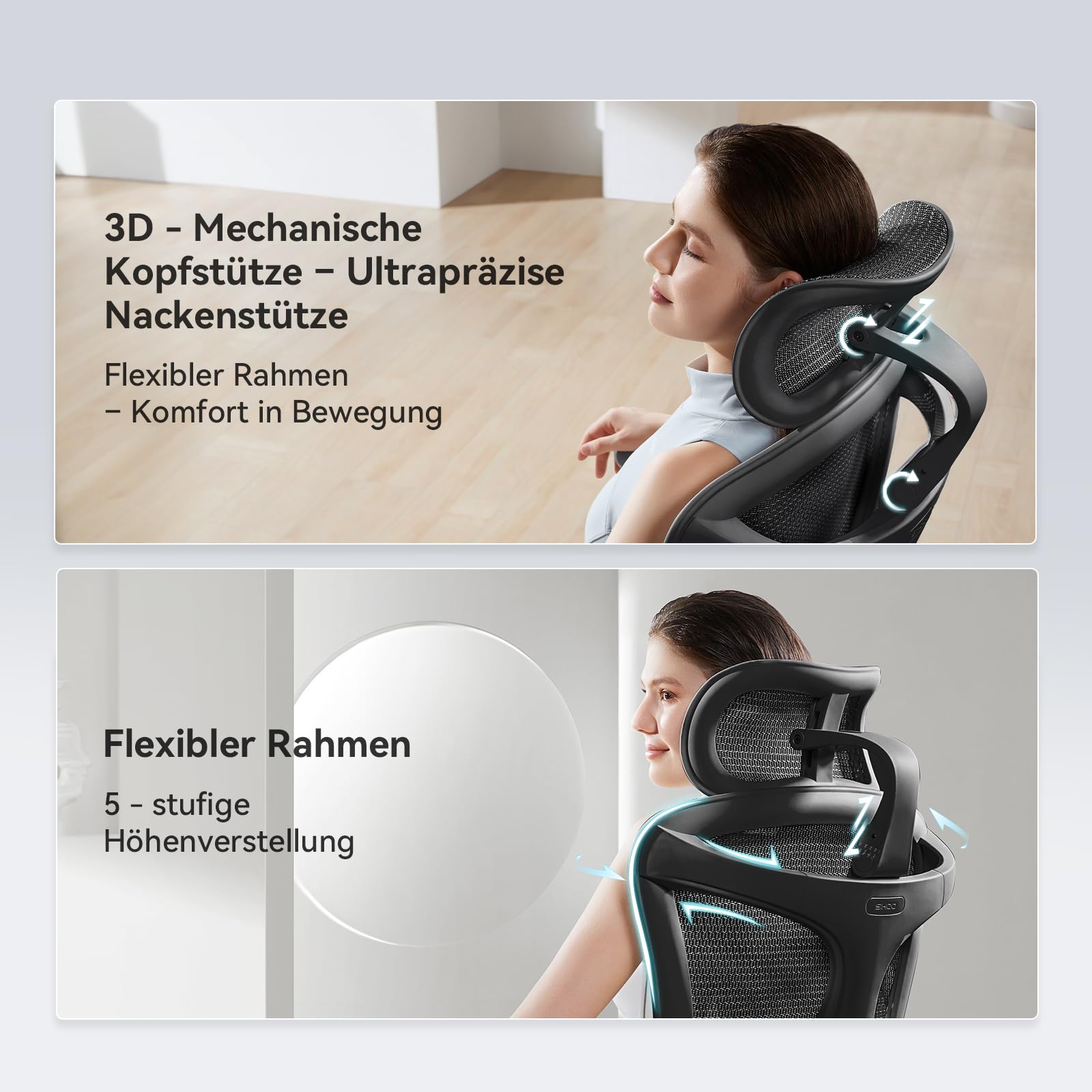 SIHOO Ergonomischer Bürostuhl mit dynamischer Lendenwirbelstütze, 3D-Armlehnen & verstellbarer Rückenlehne, Fußstütze für verbesserten Komfort, Schreibtischstuhl für Home Office, Doro C300 - Schwarz
