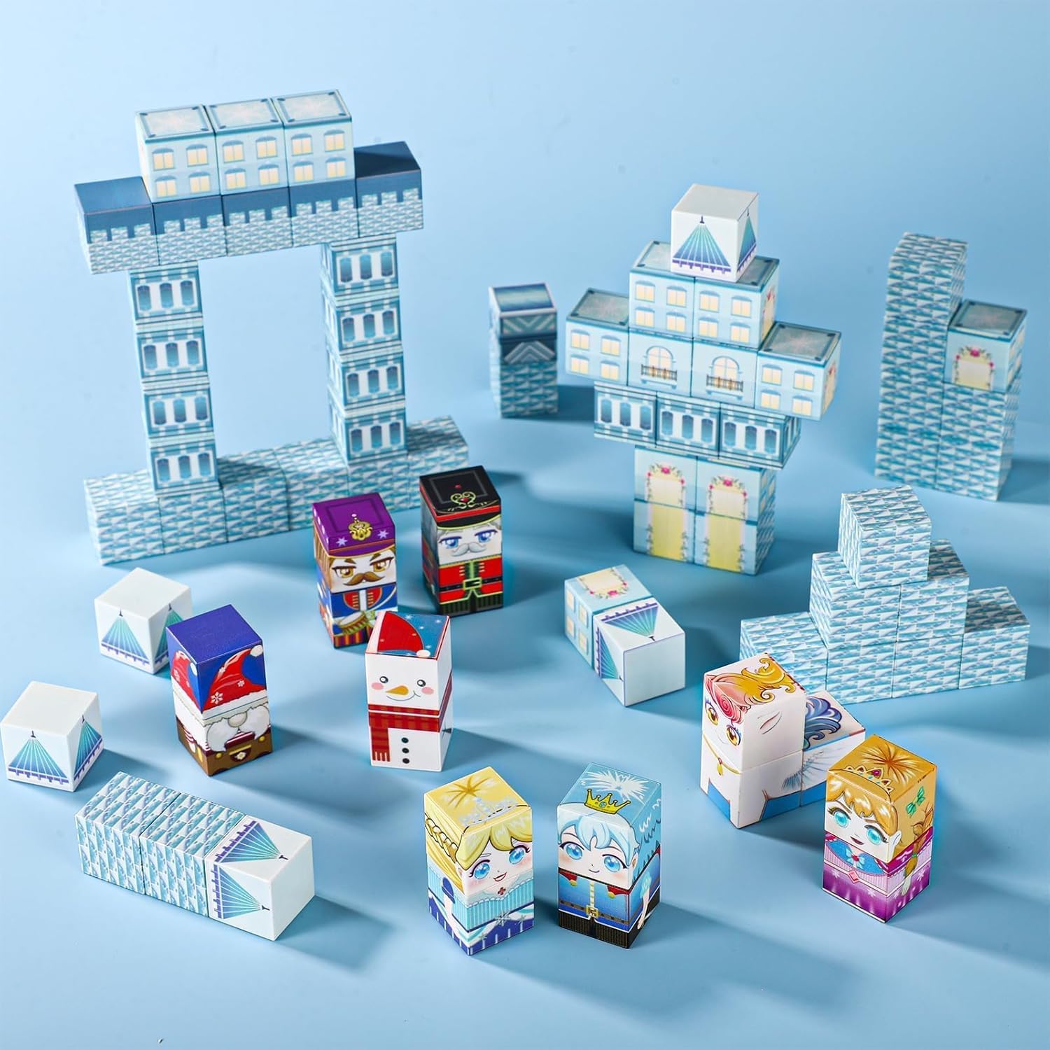76 Pcs Magnetic Building Blocks Set for Kids Style Educational Construction STEM Learning Building Blocks Set Gift Toy for Kids Boys & Girls ((Winter Ice Theme)