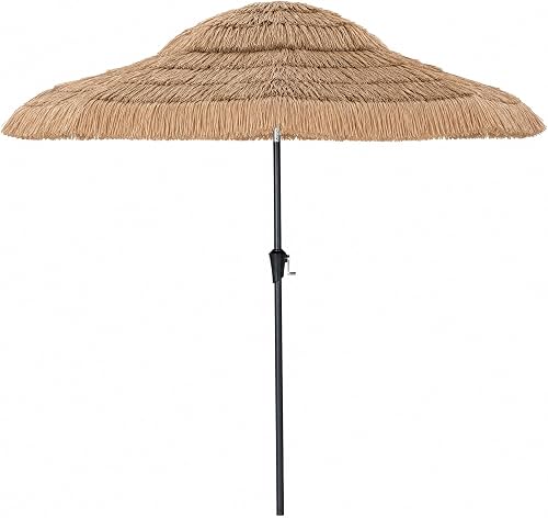 275cm Parasol Paille PE de Jardin Exterieur avec Toit Inc GOPLUS