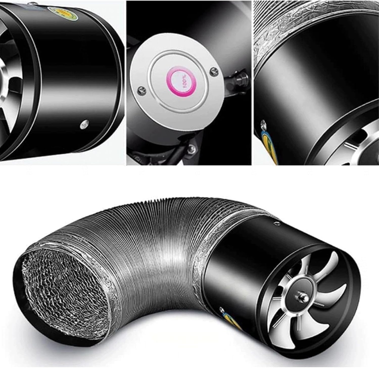 Multifunctional Powerful Mute Exhaust Fan,ventilation Fan, Aluminum Alloy Kitchen Exhaust Fan,single Side Embedded Vent Fan for Ceiling,basements, Bathrooms, Kitchens and Attics,Black-10inches