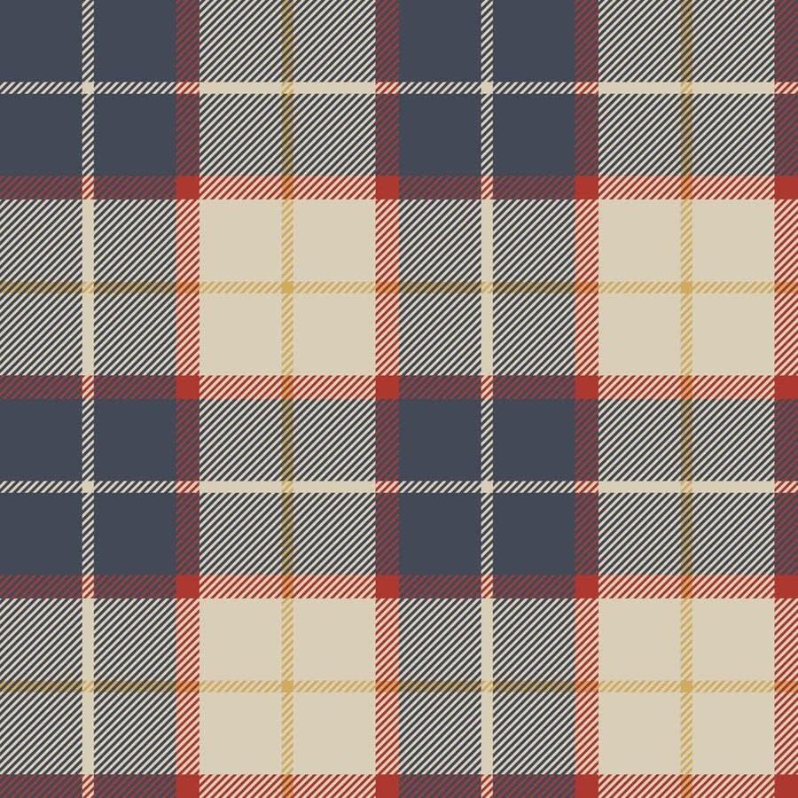 Beige Red and Blue Plaid 10' L x 2' W Peel and Stick Wallpaper N06037
