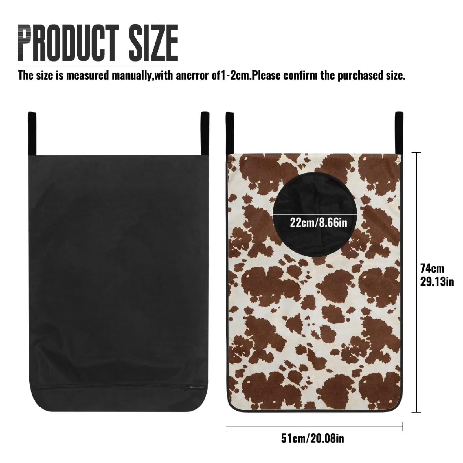 ZFRXIGN Cowhide Hanging Laundry Bag Over The Door Laundry Hamper Western Laundry Basket Home Storage Organizers Dirty Clothes Hamper for Bedroom Nursery Hampers Laundry Baskets