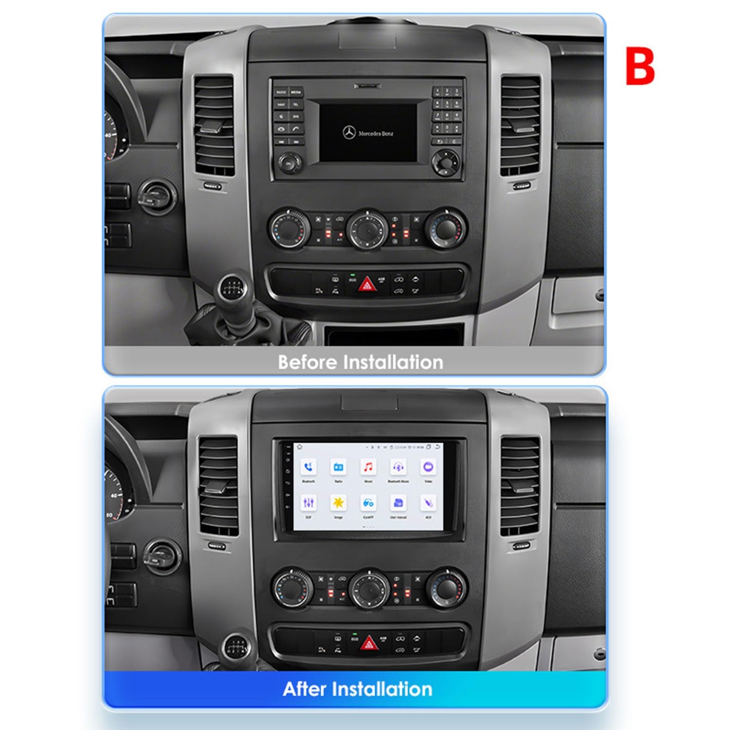 Android 15 CarPlay Android Auto Bezprzewodowe radio samochodowe do VW Crafter 2006-2016, 9-calowe radio samochodowe z GPS, WiFi, Bluetooth, FM, RDS, kamera cofania (8 rdzeni, 8 GB + 256 GB)