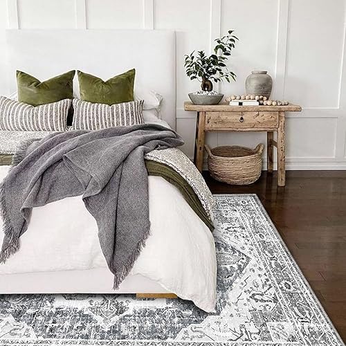 Miniatura 5 de Alfombra de área suave y lavable a máquina de 5 x 7 pies, antideslizante, bohemia, resistente a las manchas, delgada y de pelo corto, para sala de