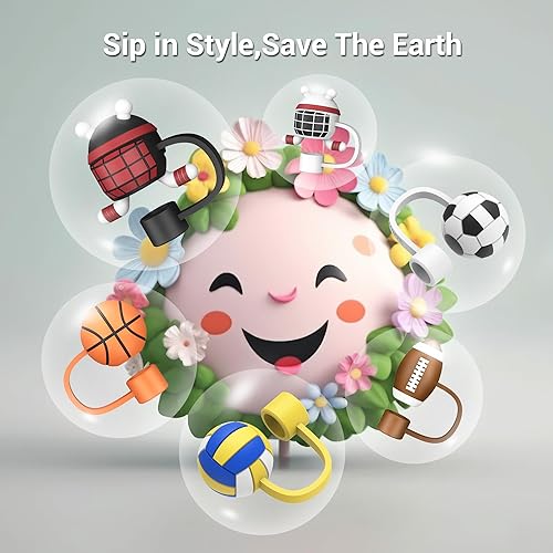 Miniatura 5 de 4 piezas  Funda de popote para accesorios de copa Stanley, adorno de paja se adapta a popotes reutilizables de 0.4 pulgadas, fundas de silicona sin