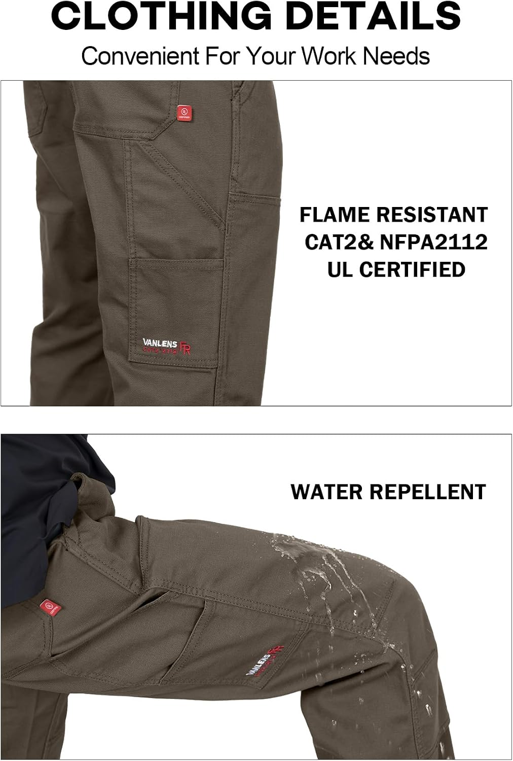 FR Pants for Men Flame/Water Resistant Duck Cargo Pants Boot Cut CAT2