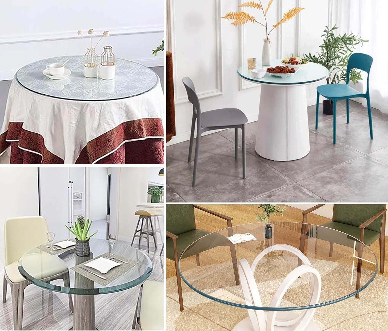 Circular Glass Table Top Round Clear Tempered Glass 1/4" Thick W/Pencil Edge, 15 16 19 20 24in Replacement Table Top Protector for Patio/Dining/Desk/Coffee Tabletop(48cm/18.9in)