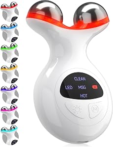 Red Light Therapy Devices for Face and Neck,7 Colors LED Skin Lifting & Firming Face Massager, Facial Sculpting Tool for Skin Care with Vibration