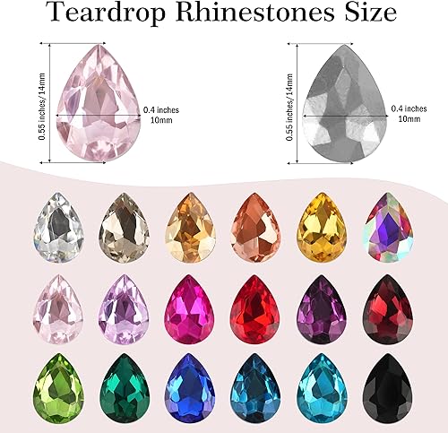 Miniatura 2 de Jyukan DIY lágrima de cristal AB resina diamantes de imitación Pointback cristal facetado fabricación de joyería artesanal (50 unidades)
