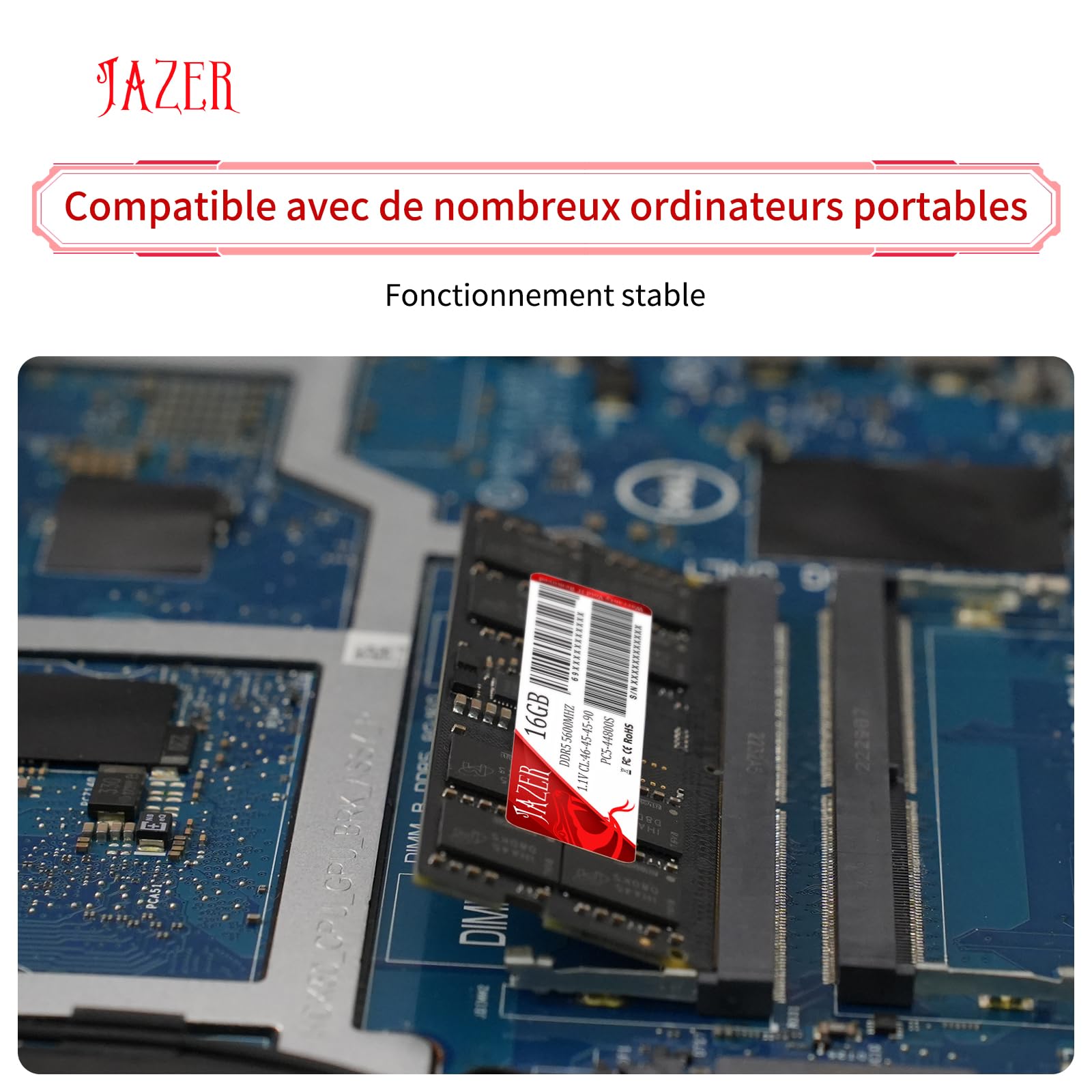 JAZER RAM 32Go (2x16Go) DDR4 3200MHz SODIMM CL22 Kit de Mémoire vive pour Ordinateurs Mini PC/Notebooks, RAM Informatique Haute Performance
